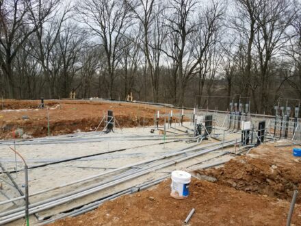 Underground conduit layout at new construction site